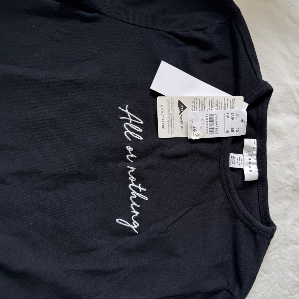 Black Crop Top with Script - Picture 5 of 7